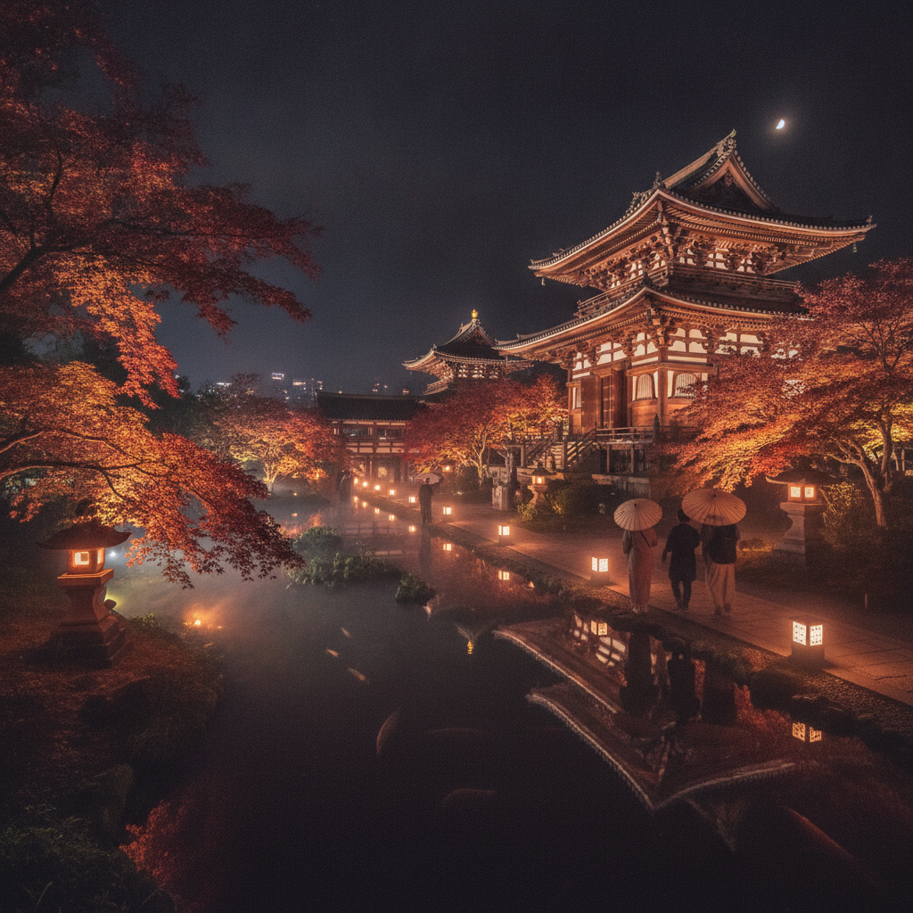 ライトアップされた幻想的な雰囲気の中で夜間参拝ができる寺院はどこにありますか？